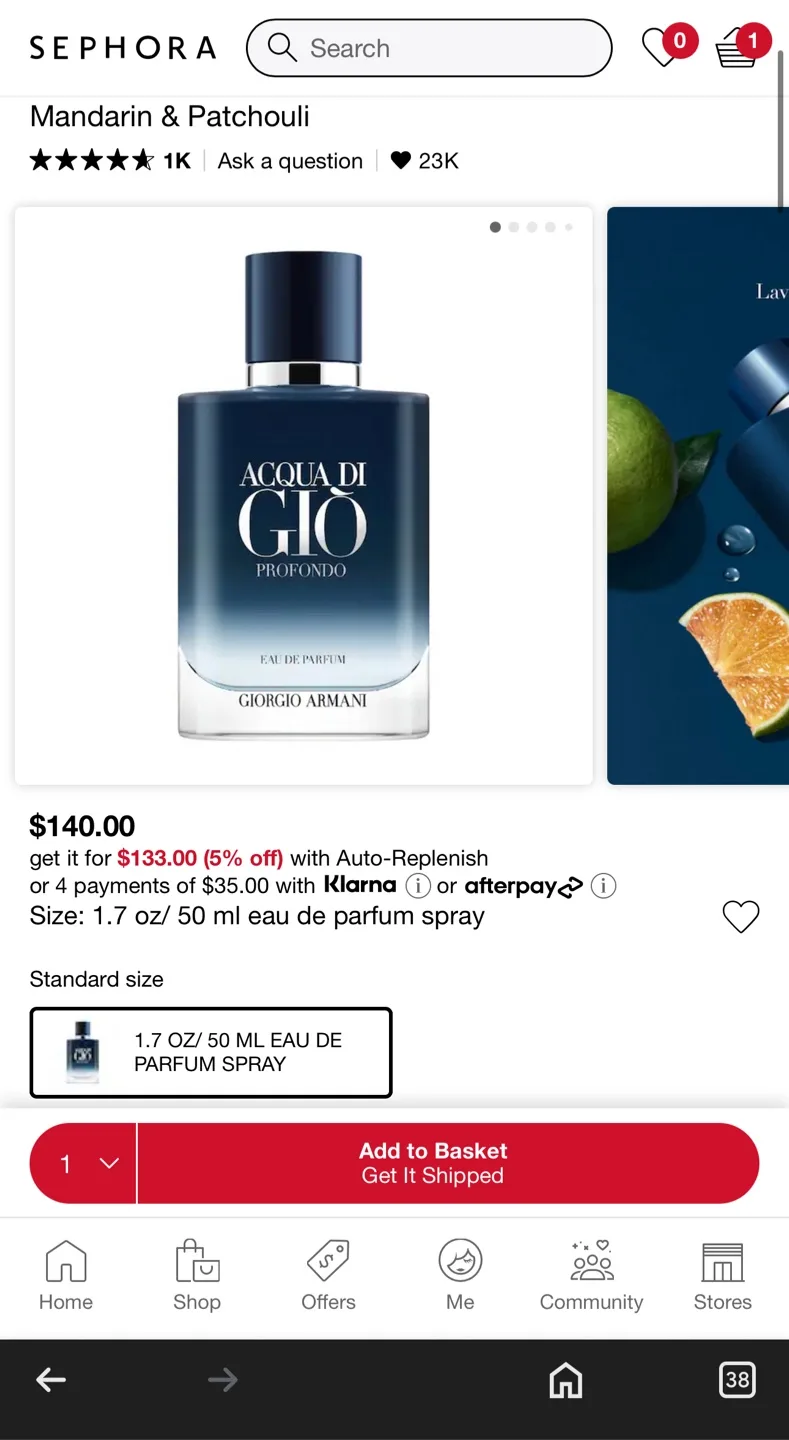Giorgio Armani Acqua Di Gio Profondo Eau De Parfum 50ml image indicator(2)