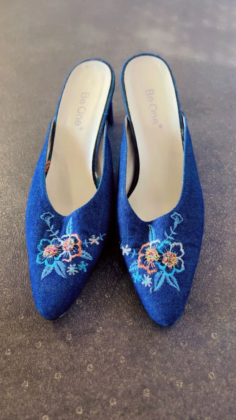 Be One Denim Mule Heels with Embroidery FREE (Read description) image indicator(3)