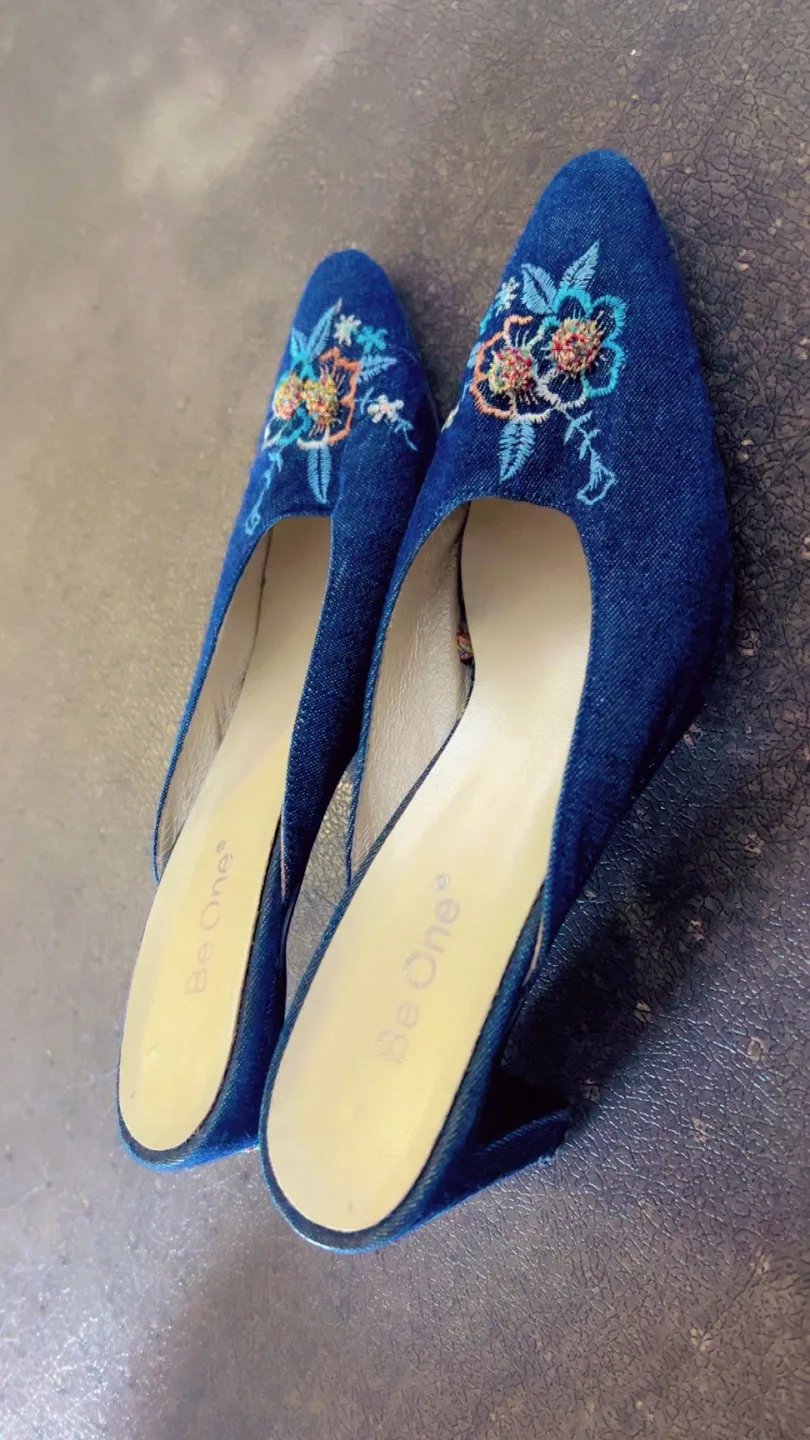 Be One Denim Mule Heels with Embroidery FREE (Read description) thumbnail
