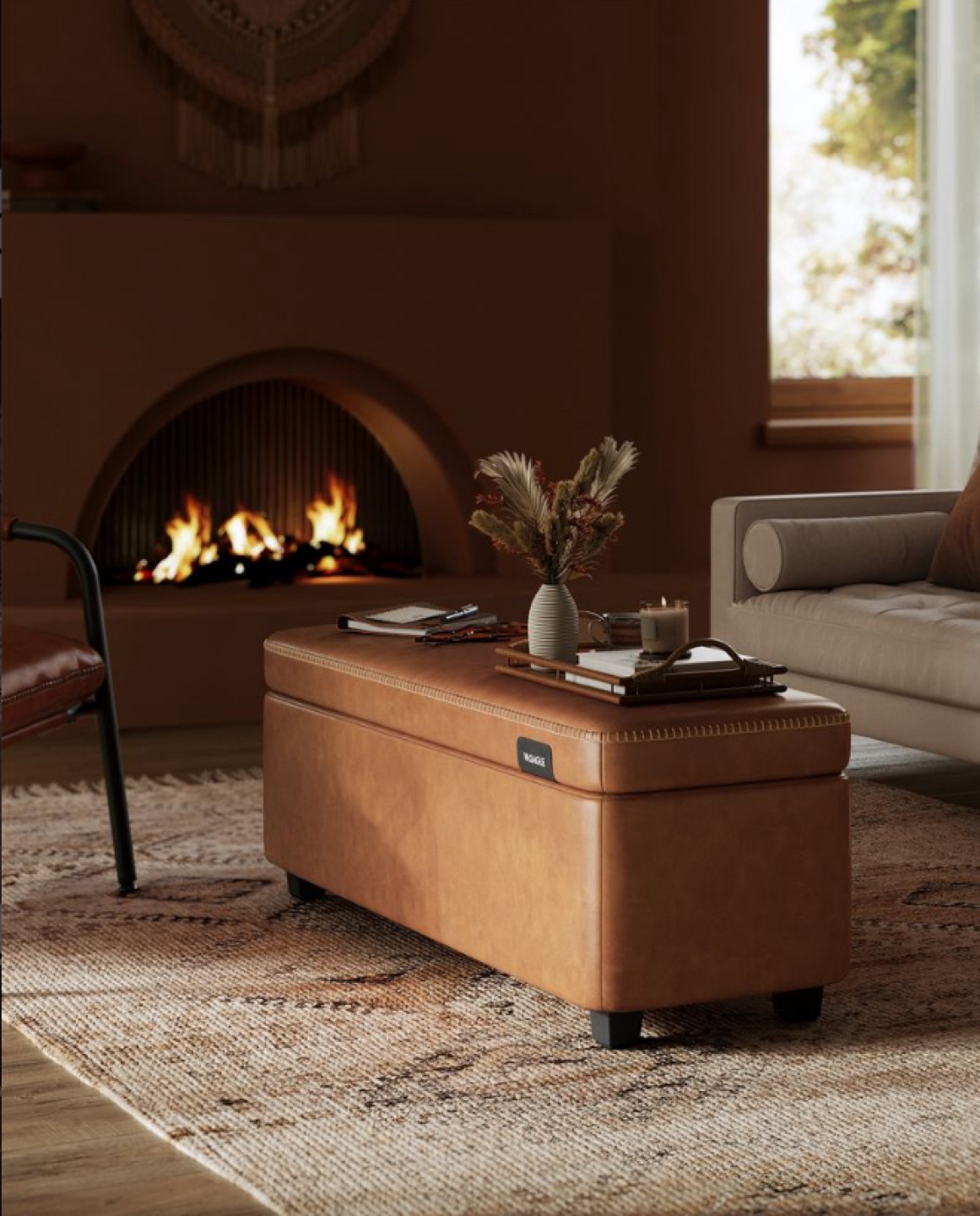 Leather Storage Ottoman Bench - photo 2