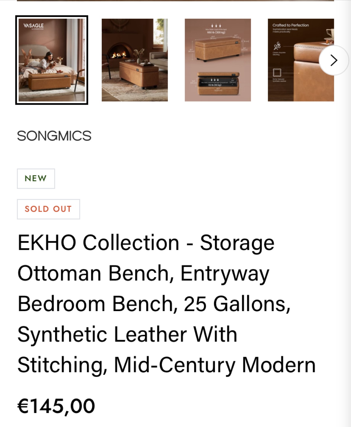 Leather Storage Ottoman Bench