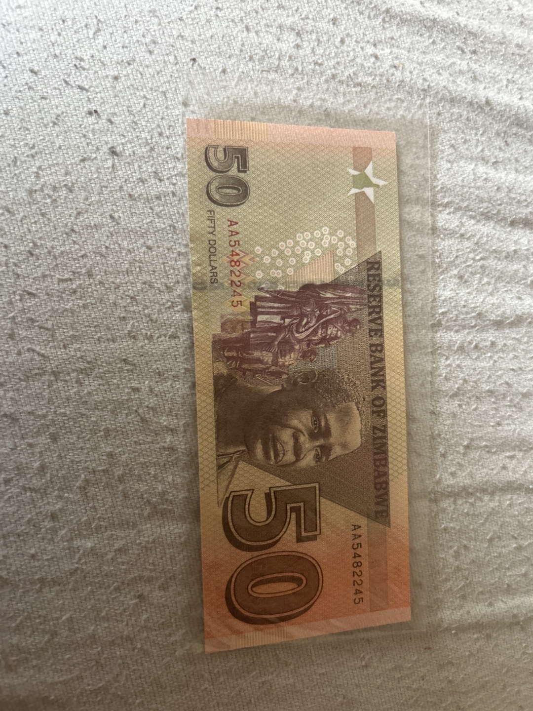 Uncirculated Zimbabwe Fifty Dollar Banknote - photo 3