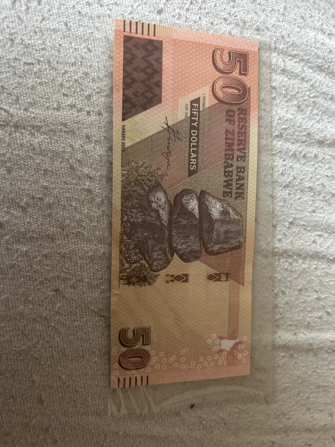 Uncirculated Zimbabwe Fifty Dollar Banknote - photo 2