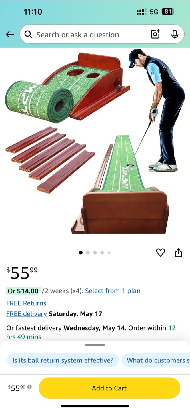 JumpTastic 2-Hole Putting Green Golf Training Mat