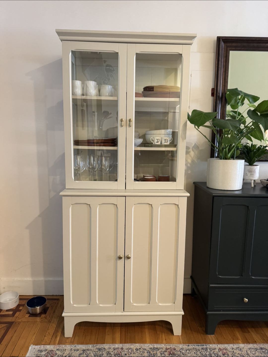 Vintage China Cabinet with Glass Doors
