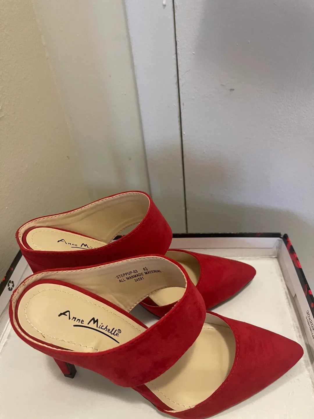 Anne Michelle Red Pointed Toe Heels thumbnail