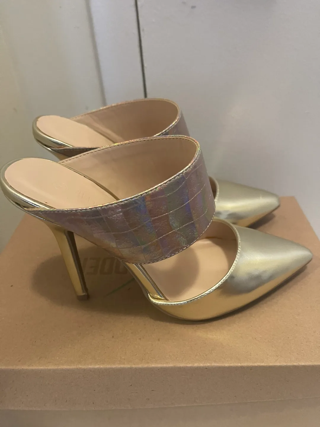 Gold Pointed-Toe Mules thumbnail