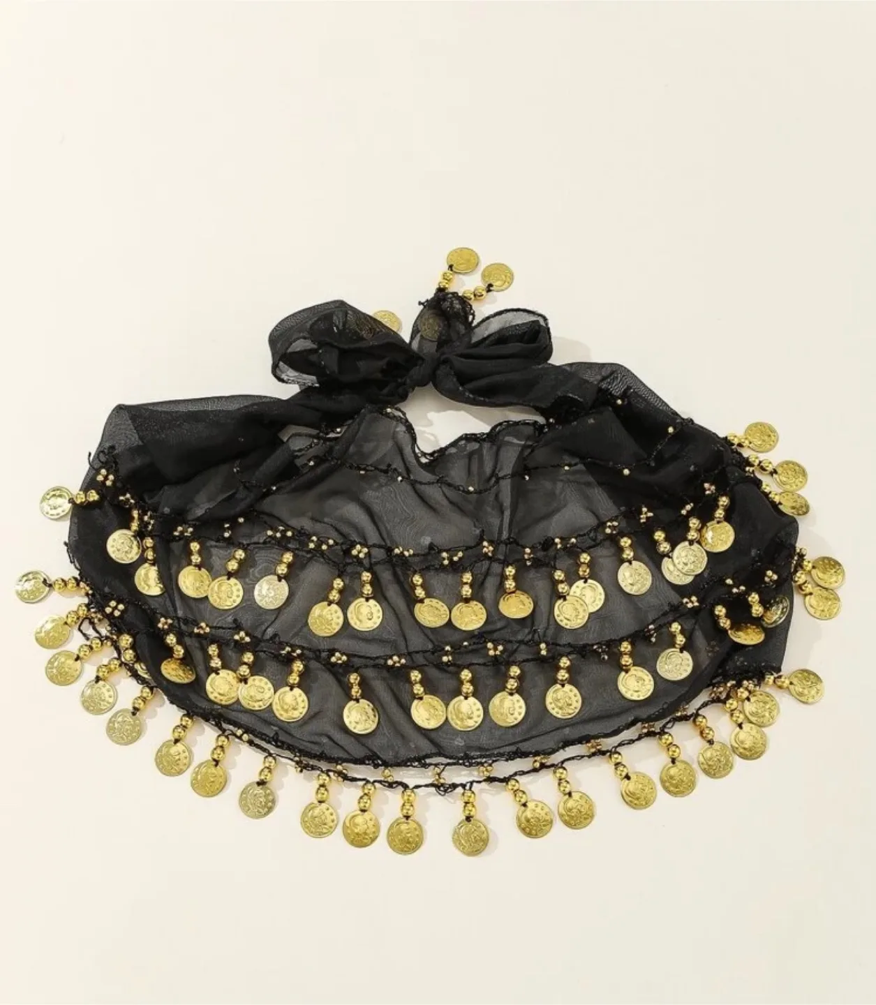 Belly Dance Costume Set: Rhinestone Face Mask & Coin Belt image indicator(6)