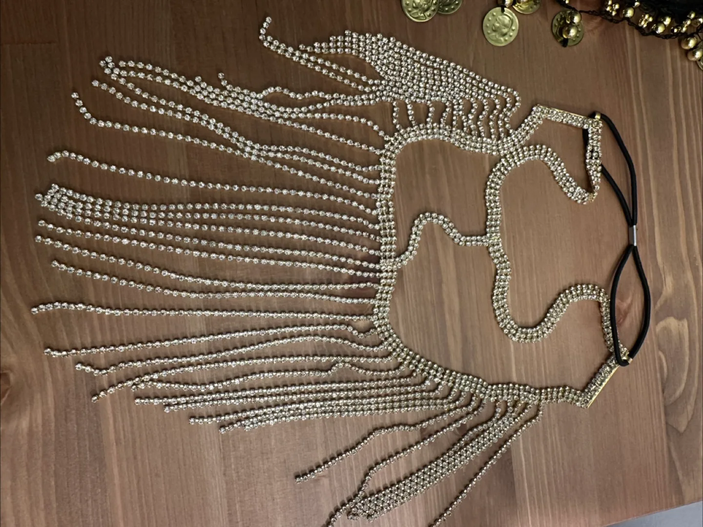 Belly Dance Costume Set: Rhinestone Face Mask & Coin Belt image indicator(4)