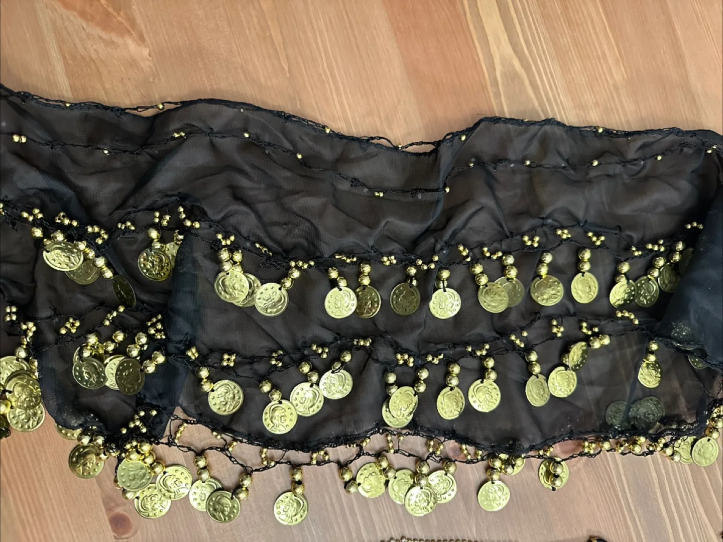 Belly Dance Costume Set: Rhinestone Face Mask & Coin Belt image indicator(8)