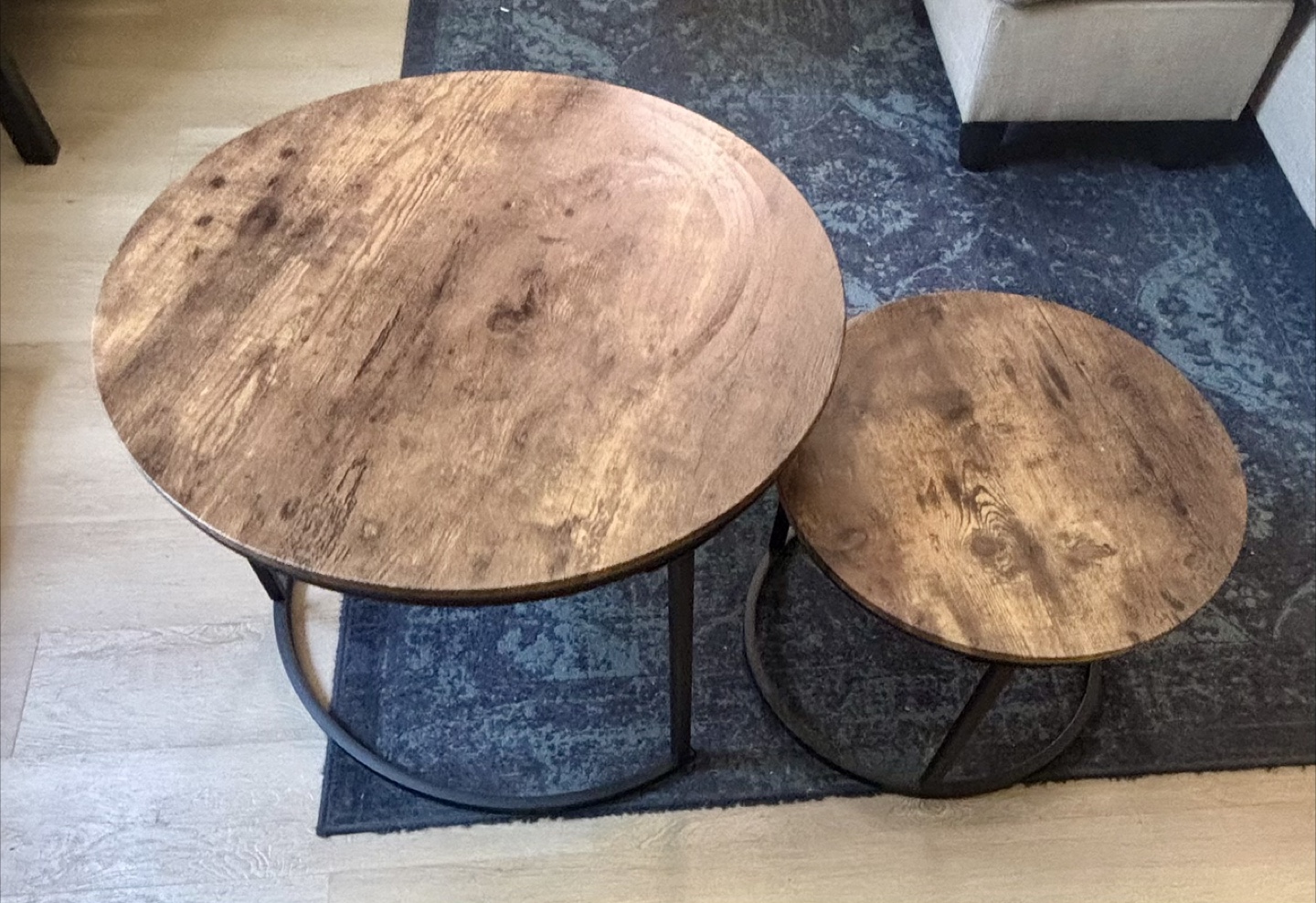 Nest of Two Round Coffee Tables - Industrial Style - photo 2