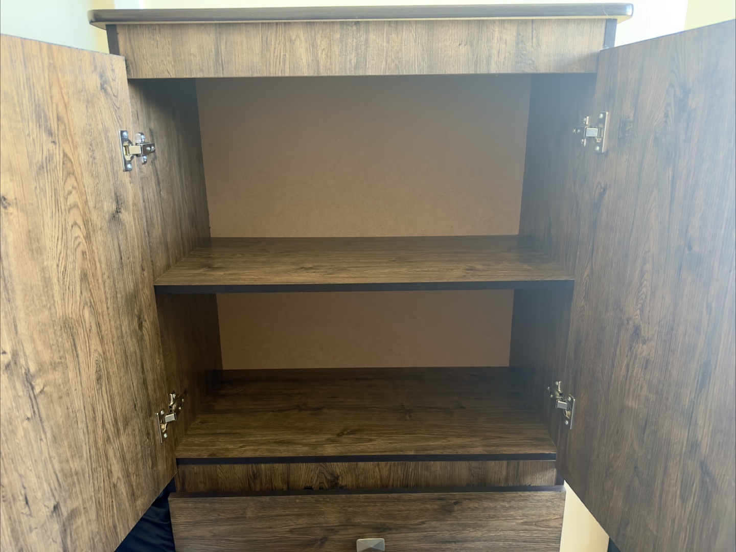 Dark Brown Wooden Armoire with Three Drawers - photo 2