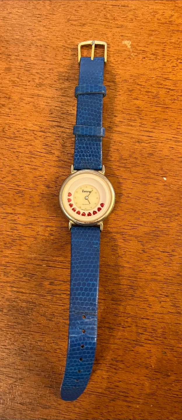 Blue Wrist Watch with Hearts thumbnail