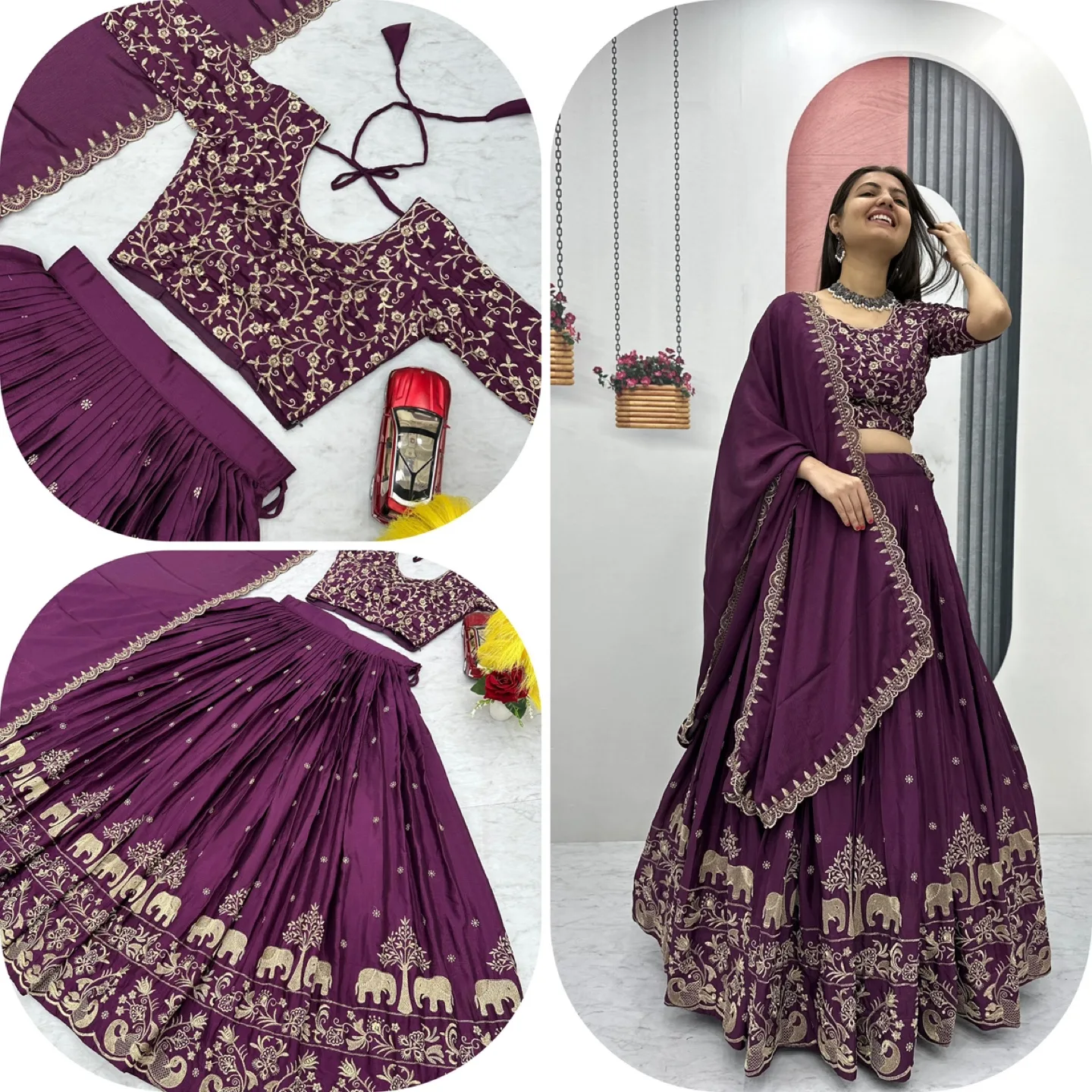 Gorgeous Purple Embroidered Lehenga Choli Set thumbnail