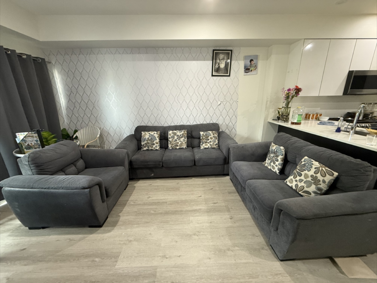 Grey Fabric Sofa Set