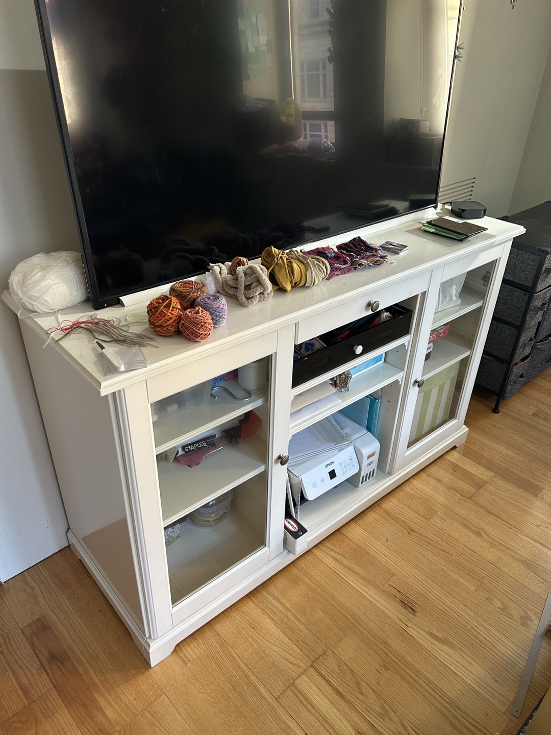 White TV Stand Media Console Cabinet (Real Wood!) - photo 2