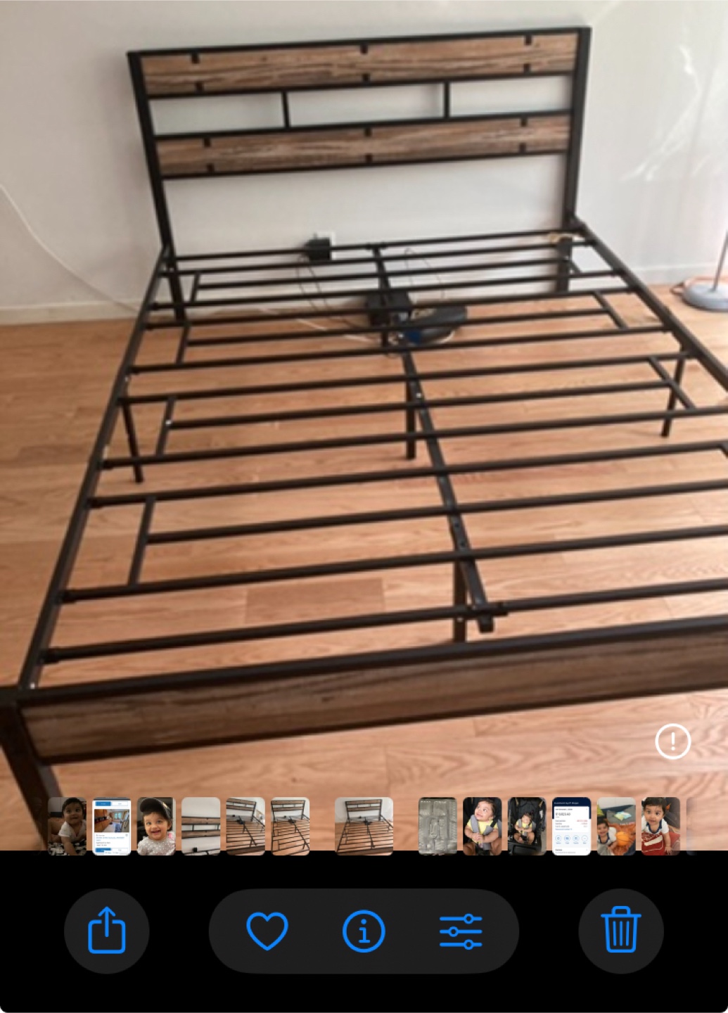 Quern size Metal Bed Frame with Wood Headboard