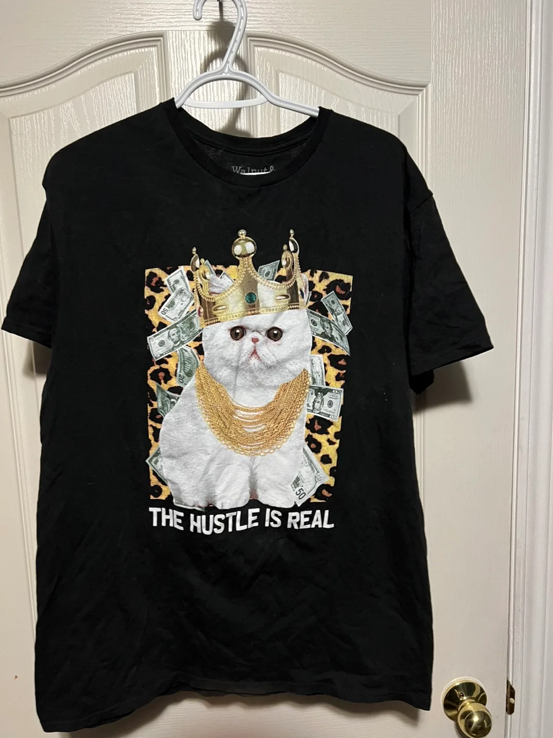 Black T-Shirt, The Hustle is Real Cat Graphic thumbnail