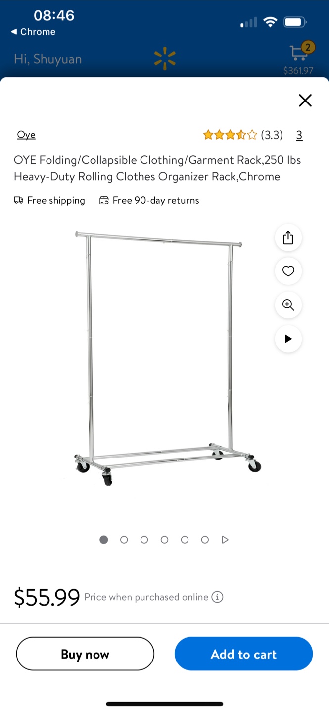 OYE Heavy-Duty Rolling Clothes Rack