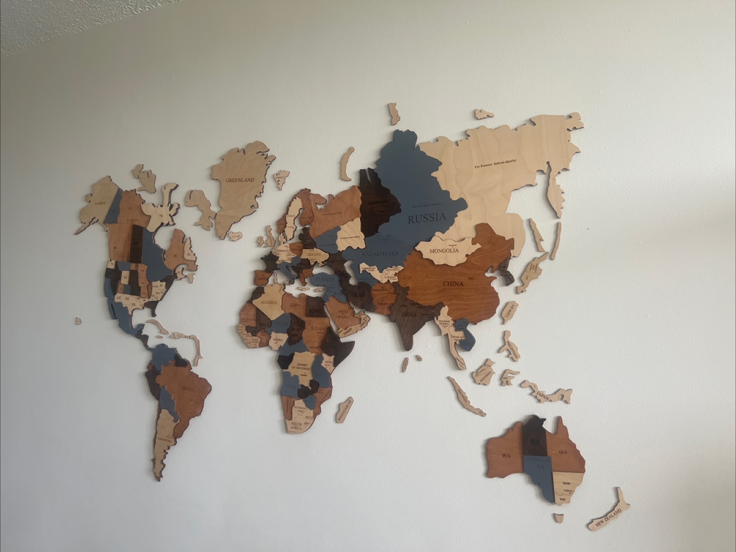 Large Wooden World Map