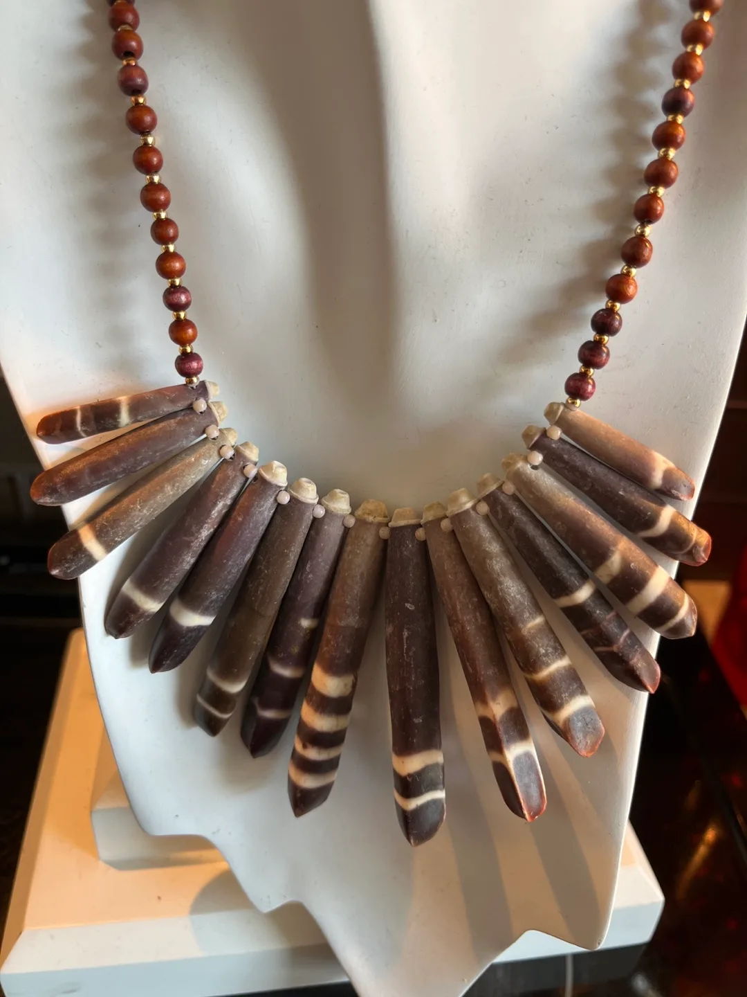 Red Horn & Chunky Sea Urchin Natural Necklace and earrings image indicator(4)