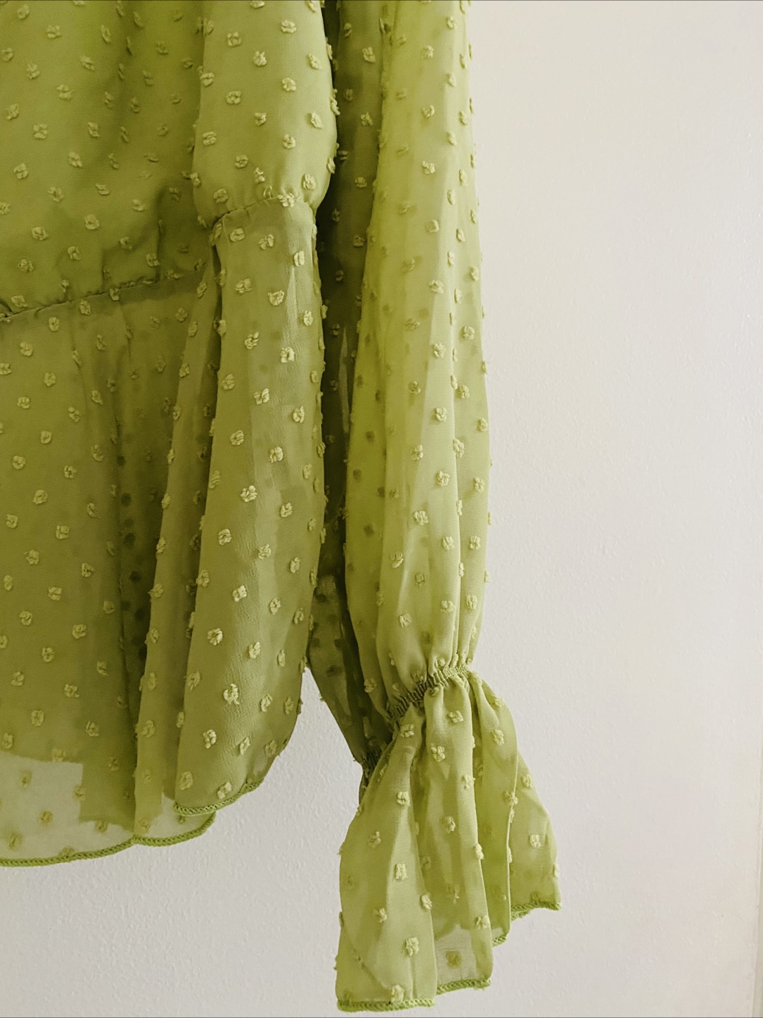 Shein Green Swiss Dot Blouse - photo 4