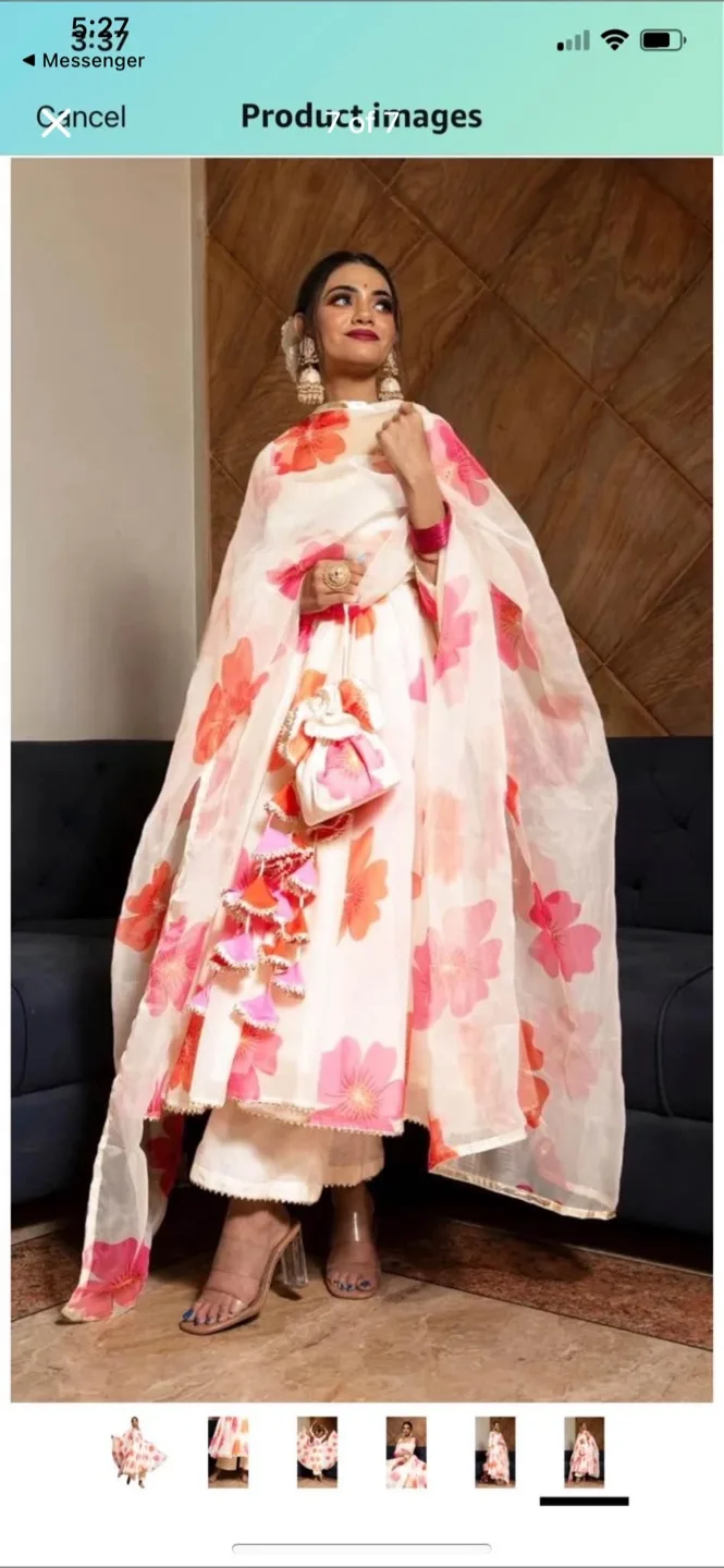 Floral Printed Anarkali Suit with Dupatta image indicator(3)