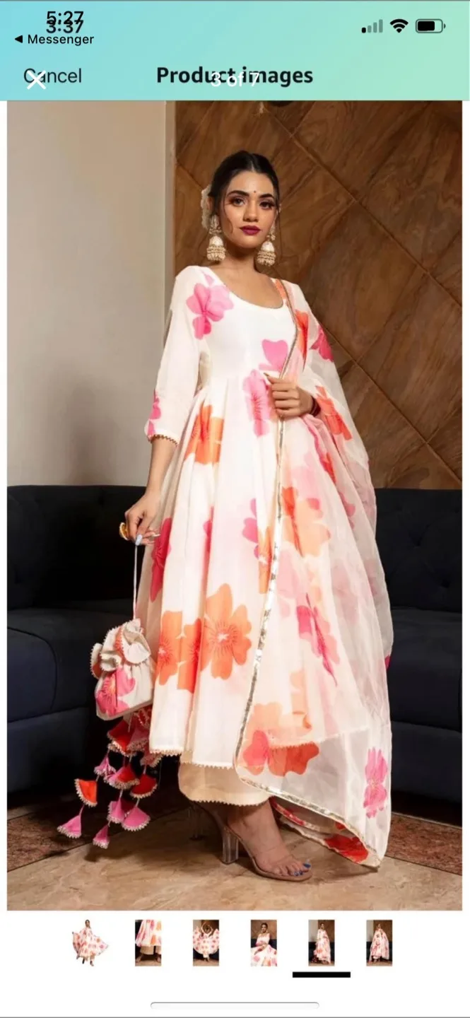 Floral Printed Anarkali Suit with Dupatta thumbnail