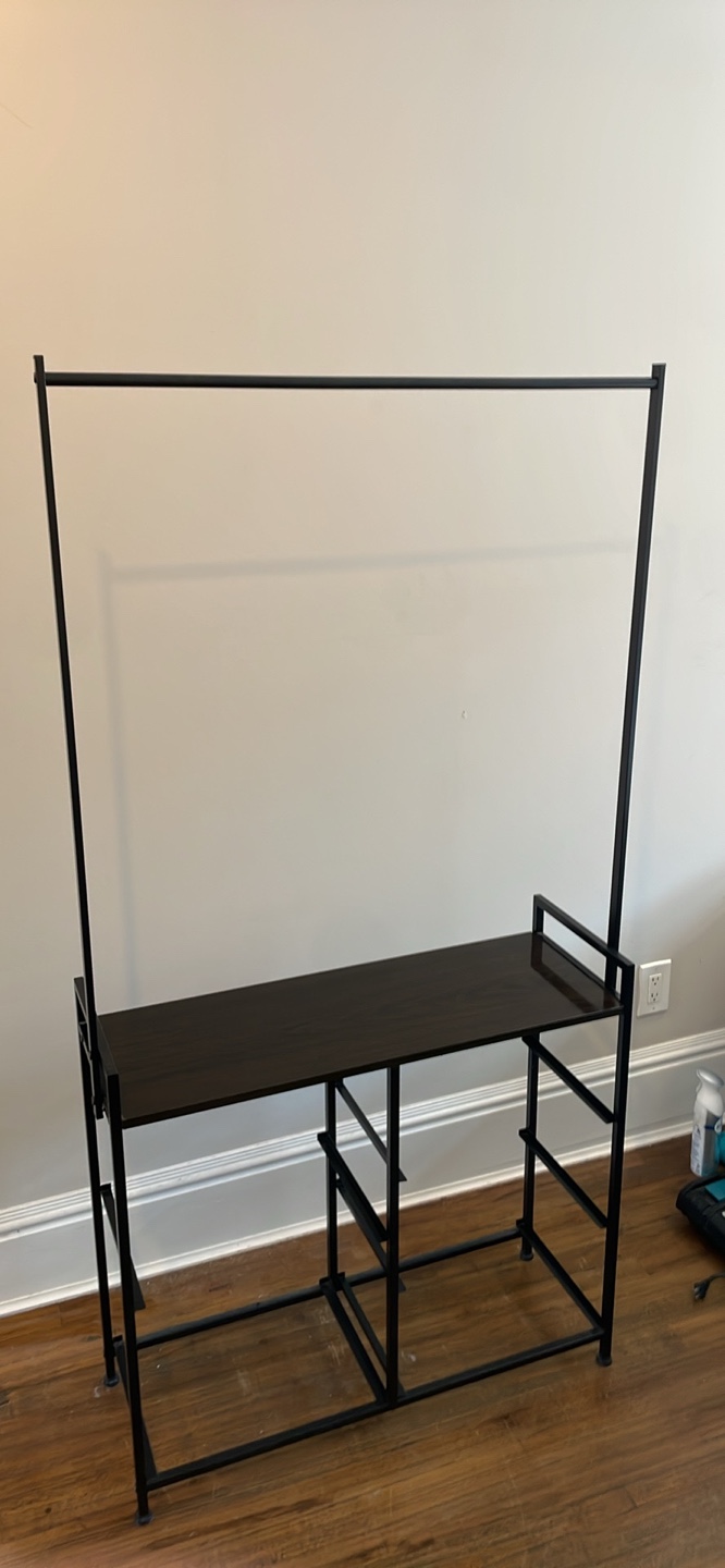 Black Metal Clothing Rack with Shelf