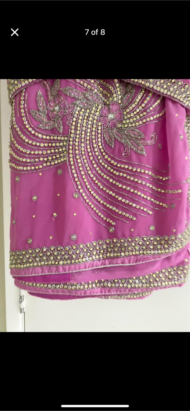 Pink heavily embellished brand new saree with stitched blouse - photo 3