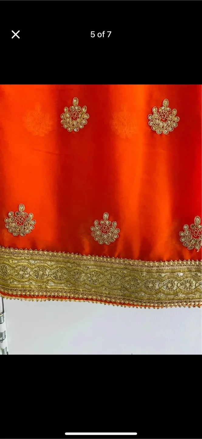 Gorgeous Red and Orange Indian Bridal Choli and Dupatta Set thumbnail