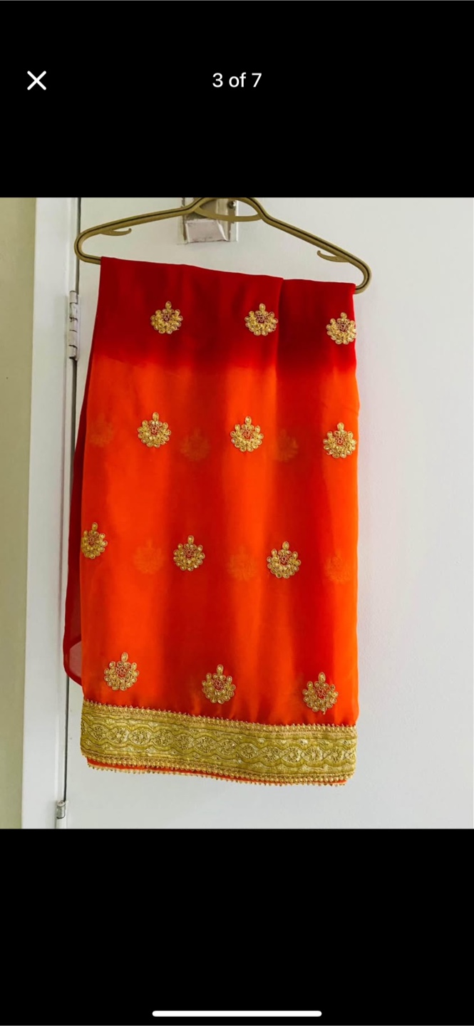 Gorgeous Red and Orange Indian Bridal Choli and Dupatta Set - photo 3