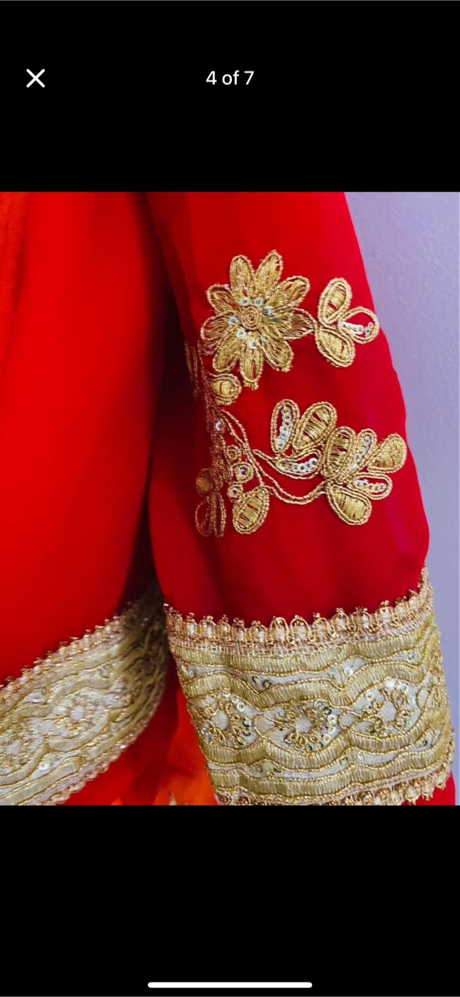 Gorgeous Red and Orange Indian Bridal Choli and Dupatta Set - photo 2