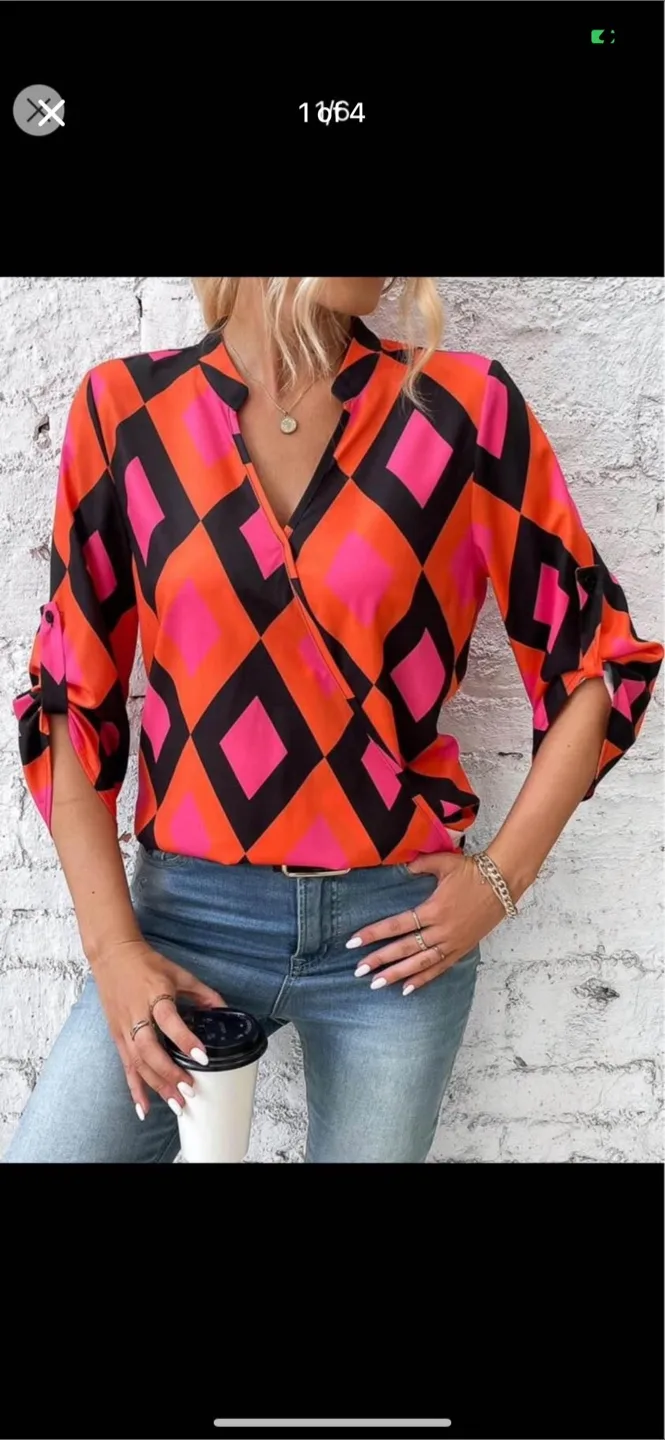 SHEIN Women's Geometric Print Blouse thumbnail
