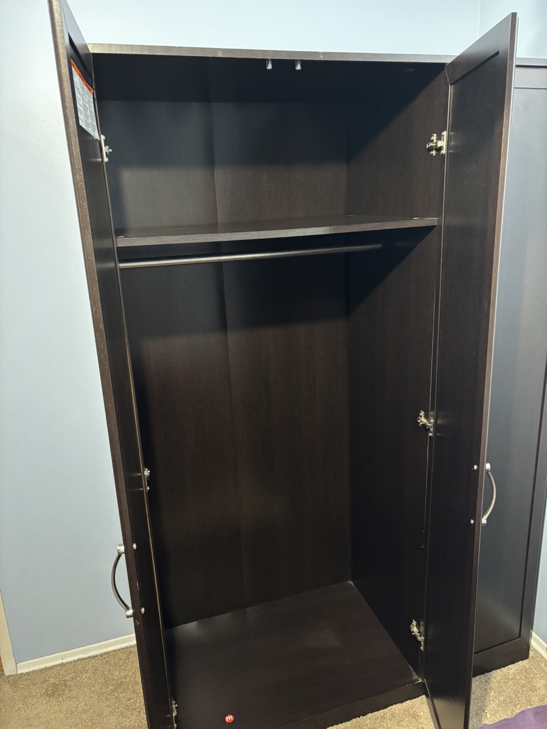Dark Brown 3-Door Wardrobe Closet - photo 3