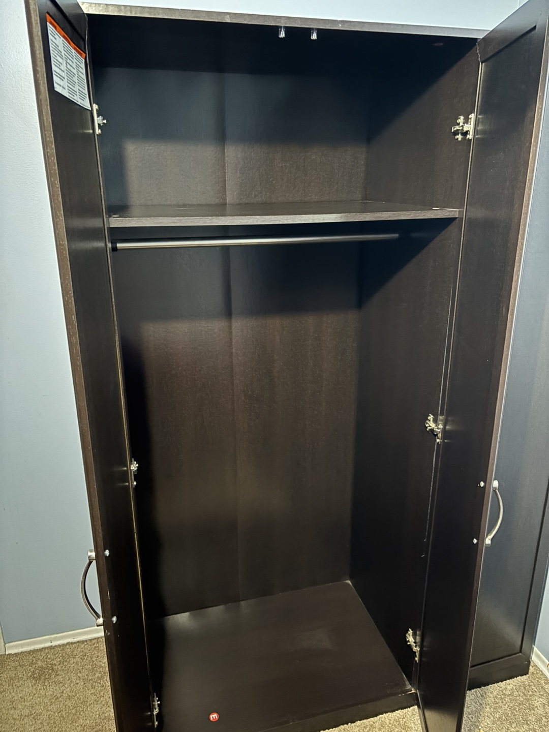 Dark Brown 3-Door Wardrobe Closet - photo 2
