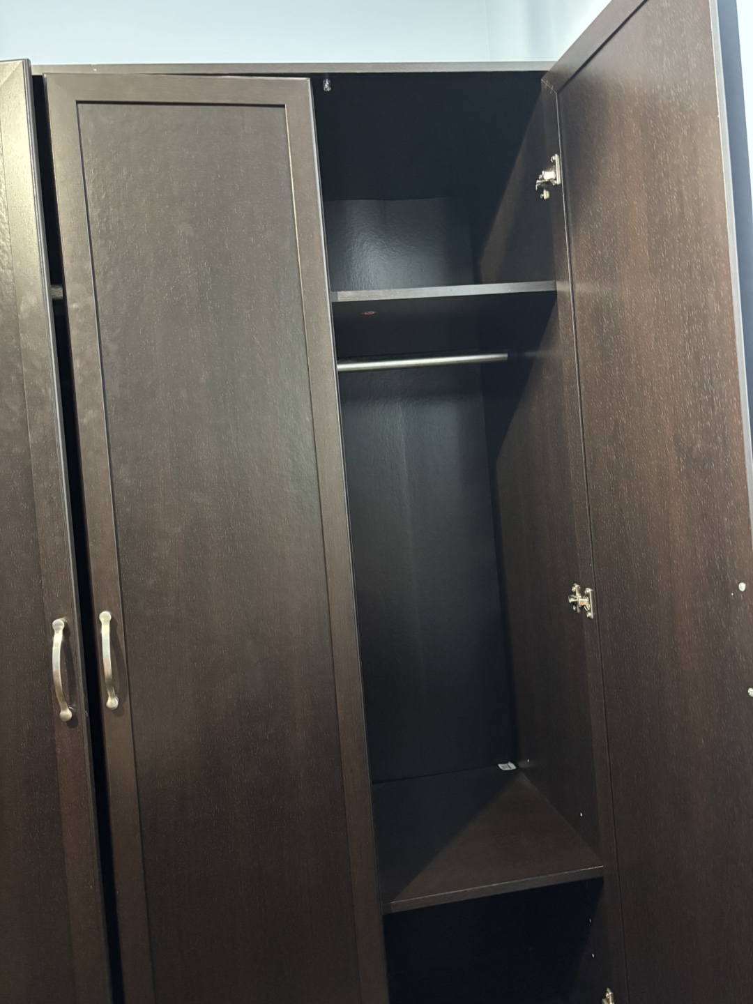 Dark Brown 3-Door Wardrobe Closet - photo 4