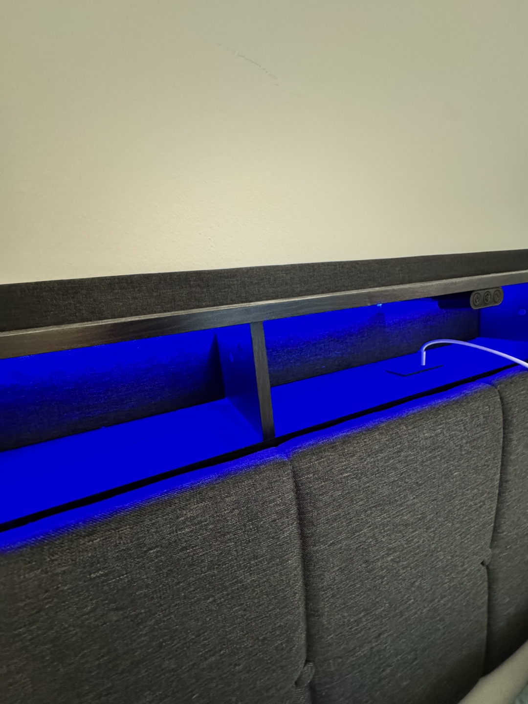 Bed Frame with Built-in LED Lighting and Outlets - photo 5