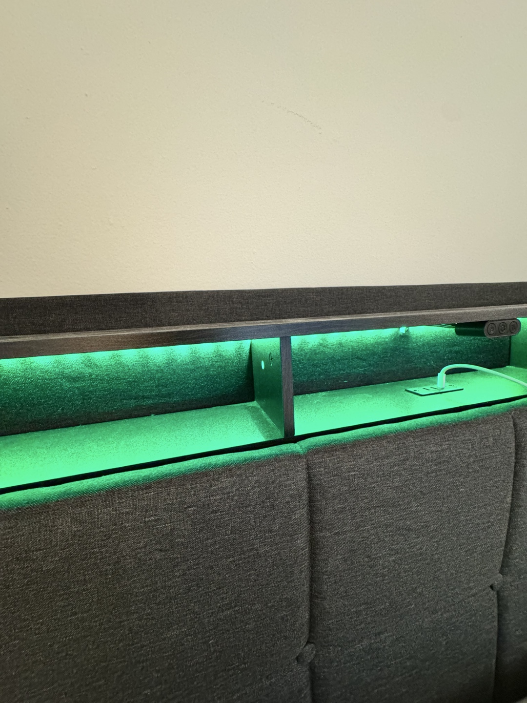 Bed Frame with Built-in LED Lighting and Outlets - photo 3