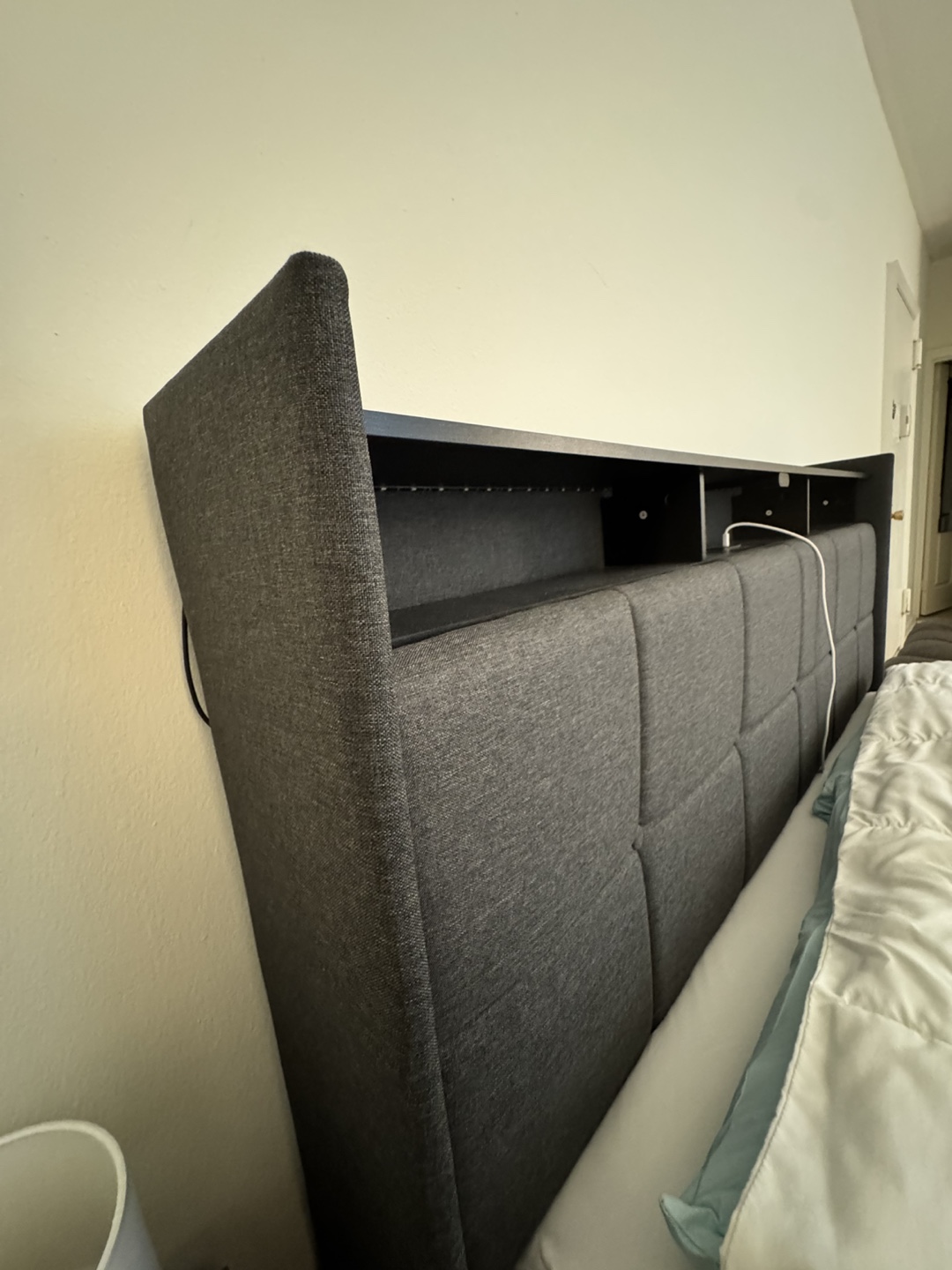 Bed Frame with Built-in LED Lighting and Outlets
