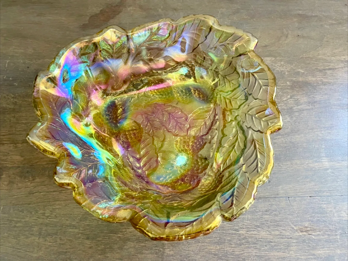 Indiana Amber Carnival Glass Candy Dish thumbnail