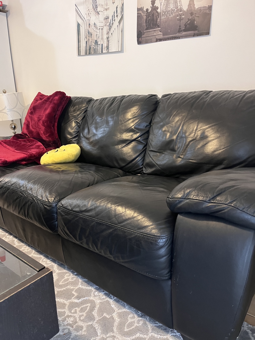 Black Leather Sofa - photo 3