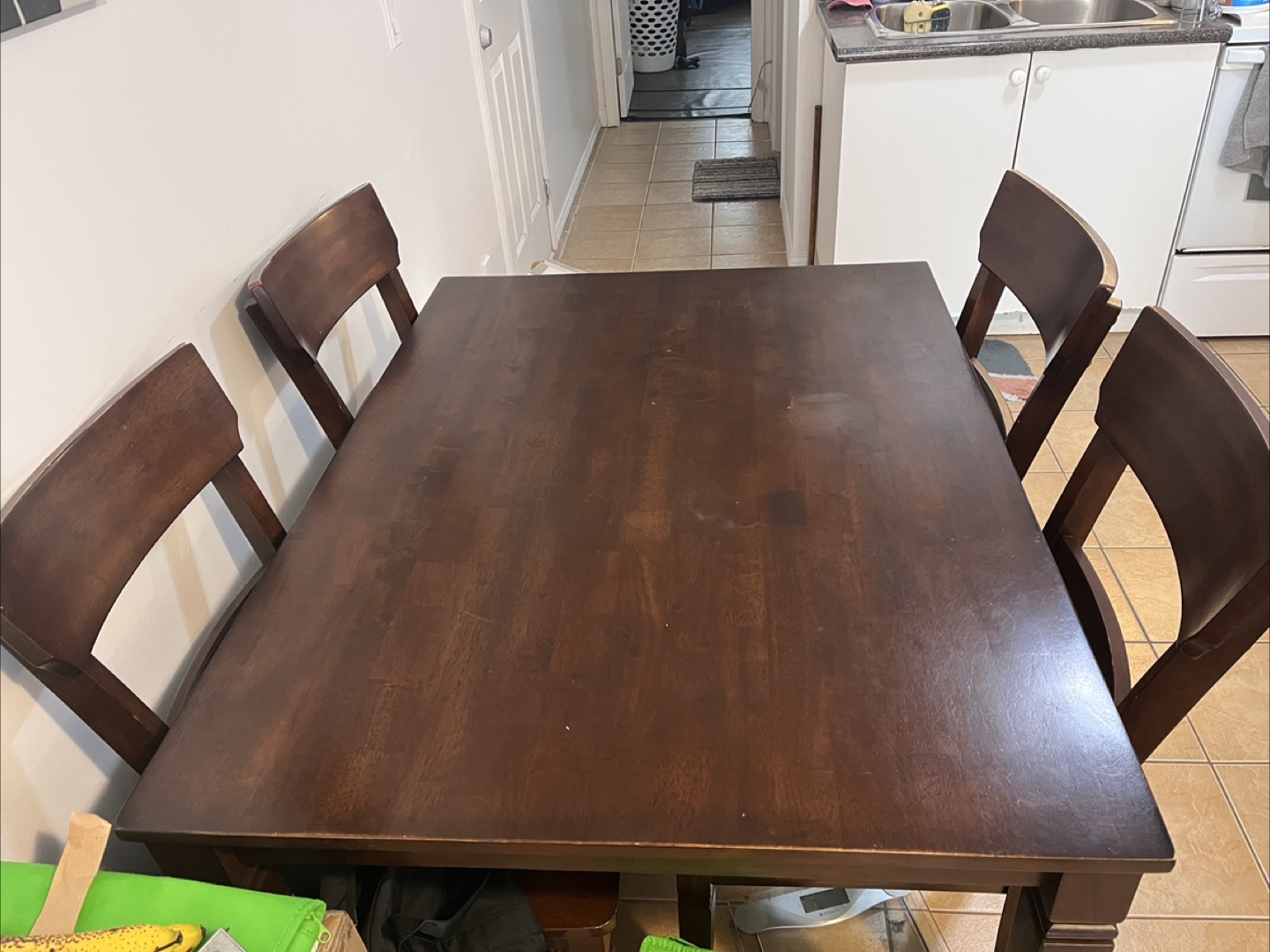 Dark Brown Wood Dining Table Set with Four Chairs - photo 3