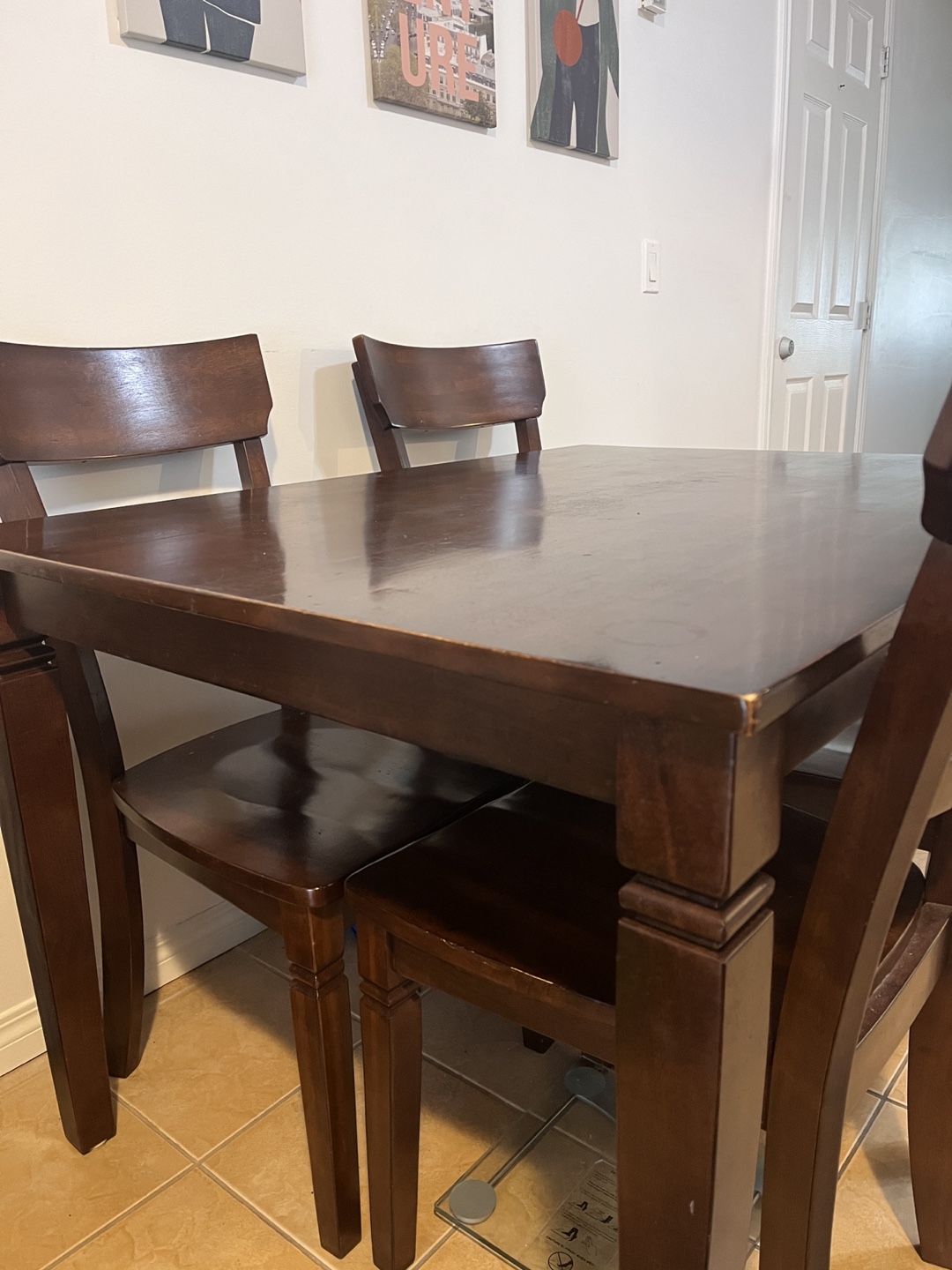 Dark Brown Wood Dining Table Set with Four Chairs - photo 4