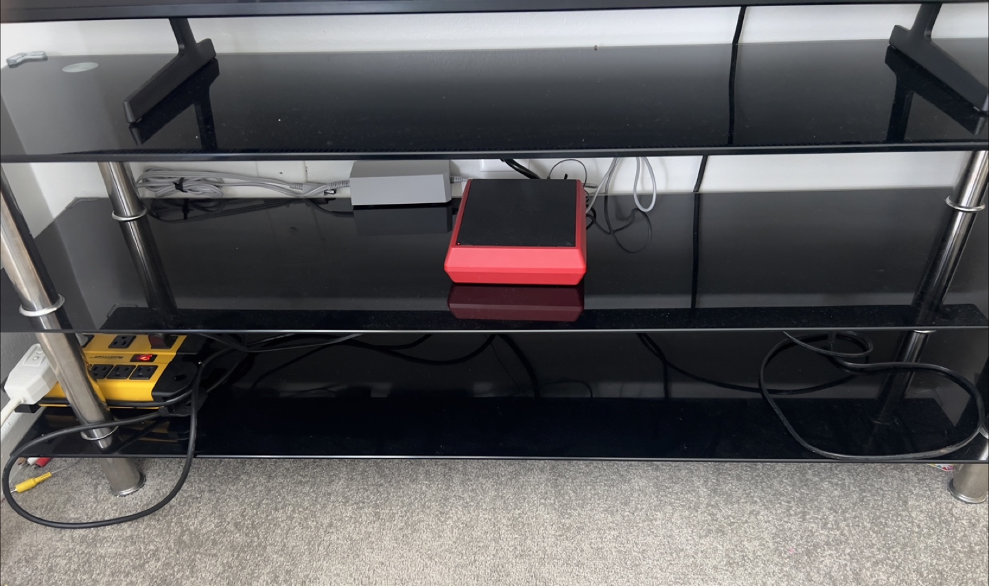 🏒MOVING SALE-Black Glass Three-Tier TV Stand