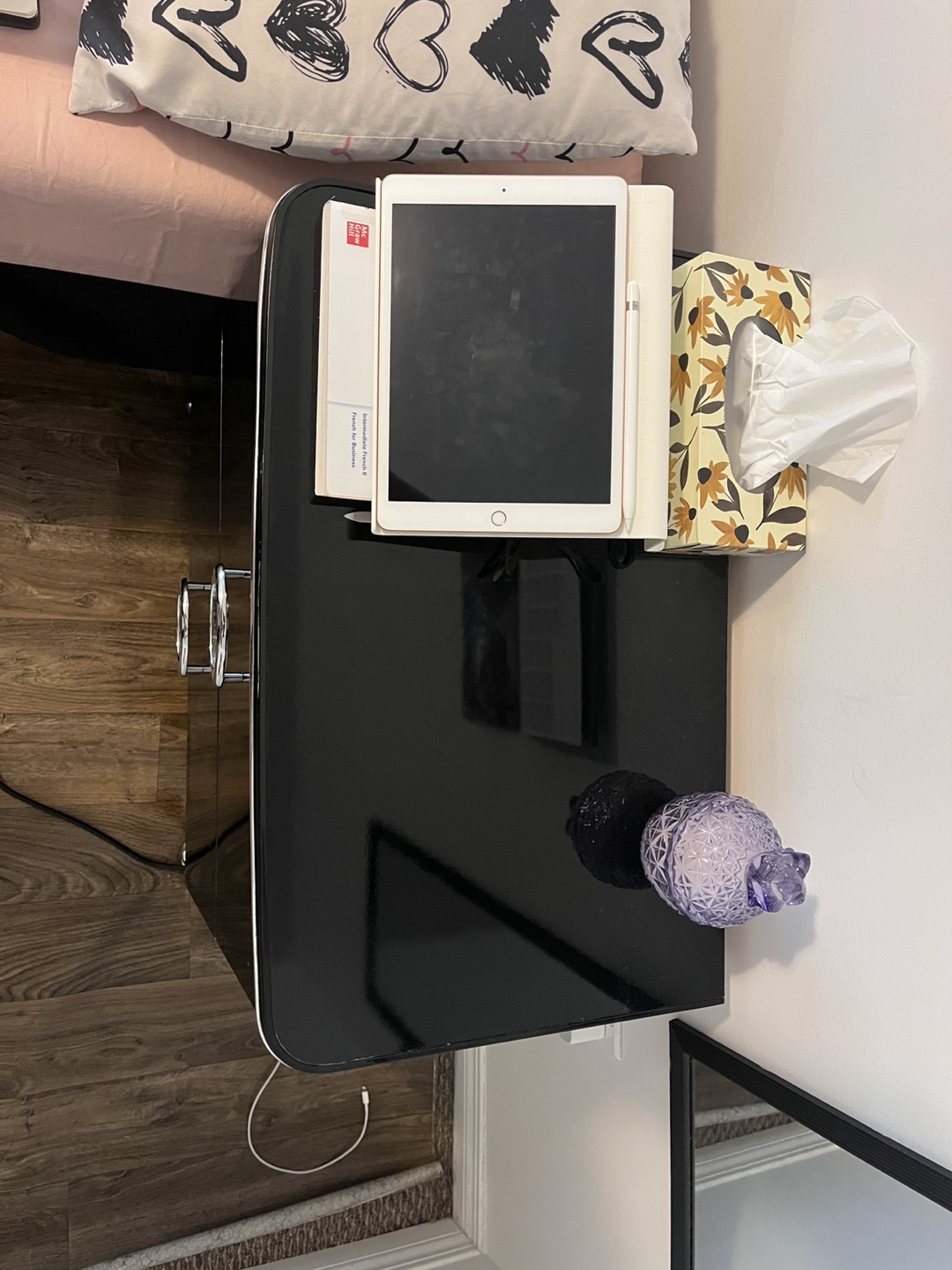 Two Black Bedside Table with Chrome Accents - photo 3