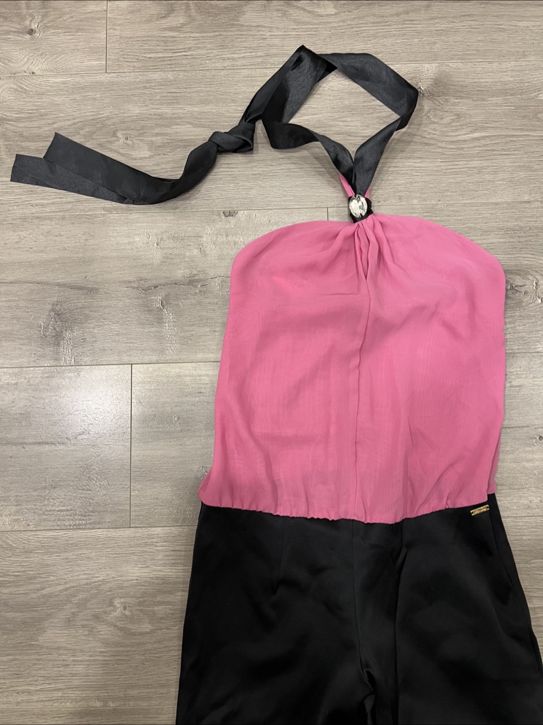 Miss Sixty Pink and Black Halter Jumpsuit Small