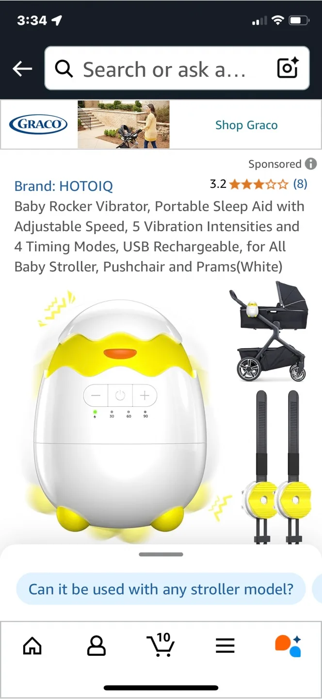 HOTOIQ Baby Rocker Vibrator - Portable Sleep Aid thumbnail