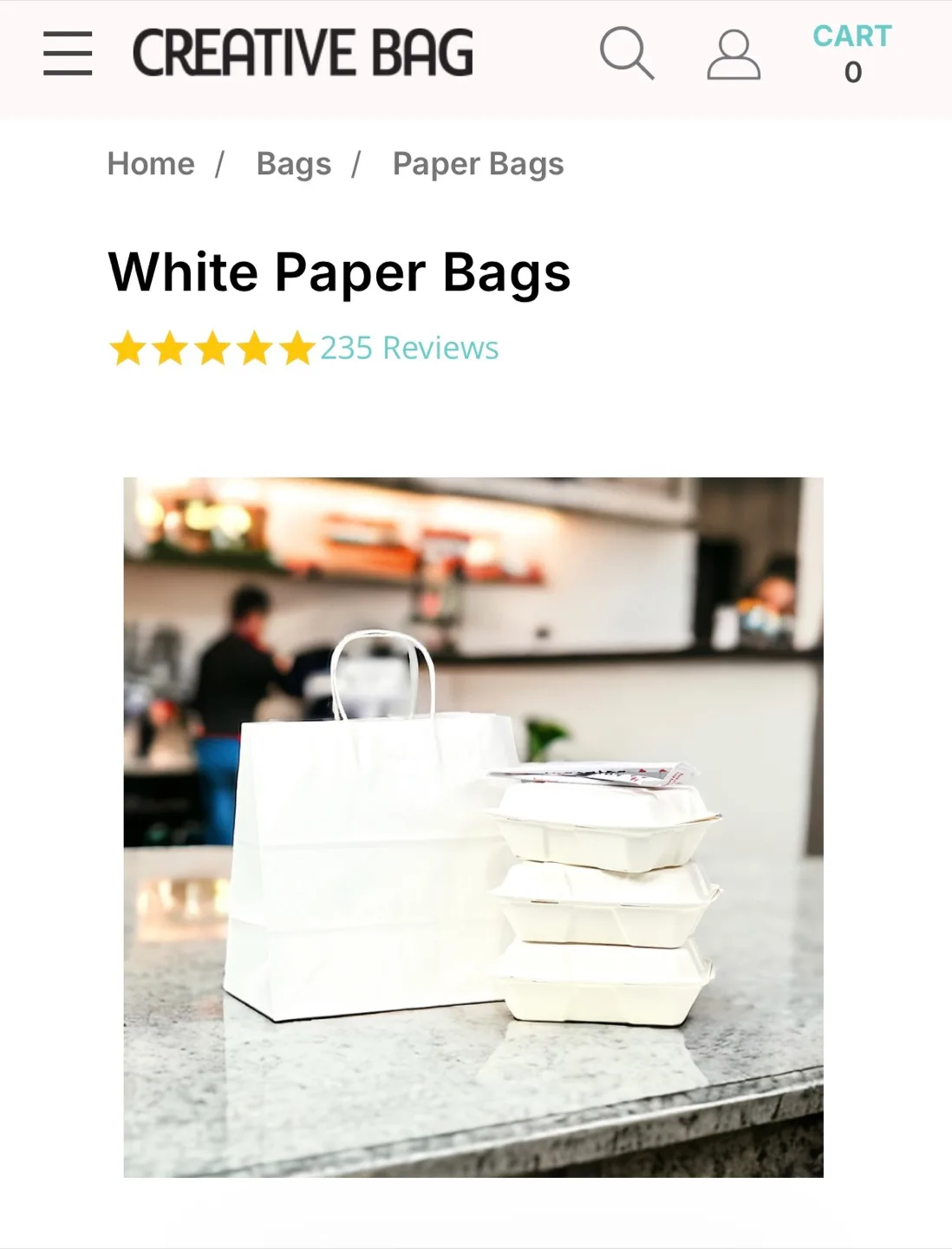 Creative Bag White Paper Bags - 12x7x12 Inches image indicator(2)