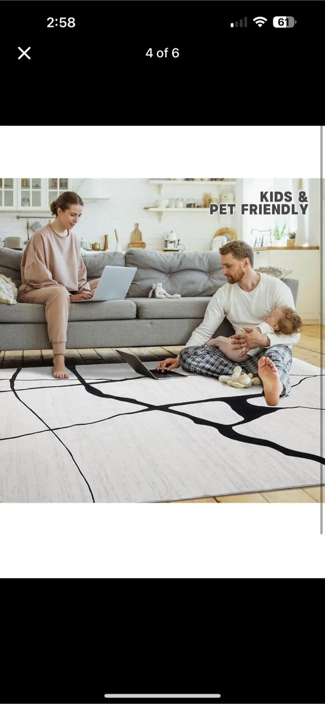 Area Rug 8x10  Machine Washable Rugs Modern Neutral Rug image indicator(4)